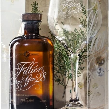 FILLIERS DRY GIN 28 COFFRET 1 VERRE BELGIQUE 50CL 46