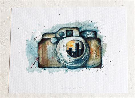 Watercolor Camera Print Art Print 85x11 Print Photography Camera