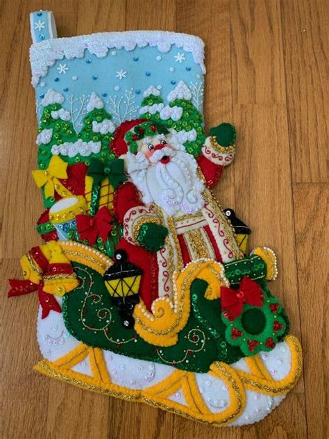 New Sealed Gorgeous Bucilla Santas Grand Sleigh Stocking Kit Etsy In