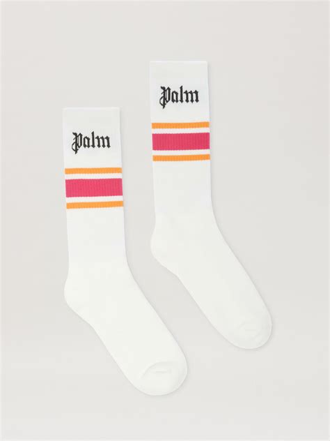 Logo Striped Socks In White Palm Angels® Official