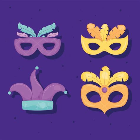 Premium Vector Mardi Gras Masks And Jester Hat