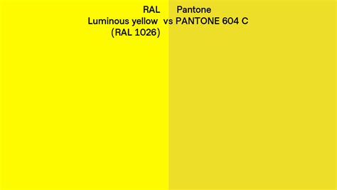 RAL Luminous Yellow RAL 1026 Vs Pantone 604 C Side By Side Comparison