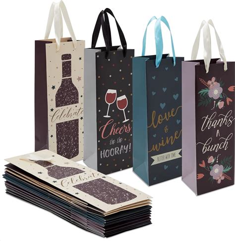 Juvale Paquete De 12 Bolsas De Regalo Para Botellas De Vino Con Asas