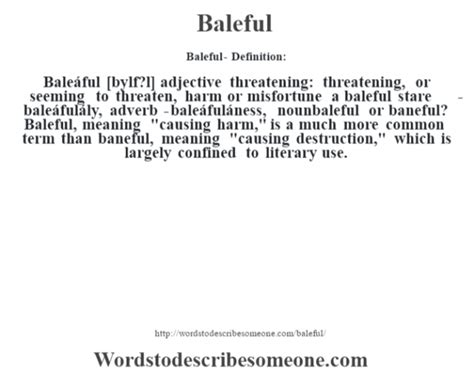 Baleful definition | Baleful meaning - words to describe someone