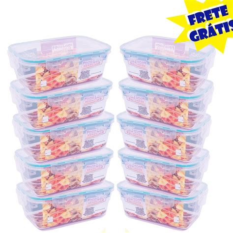 Kit Marmitas Fitness Ml Para Freezer E Micro Ondas Travas E