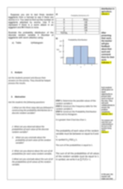 SOLUTION Lesson Plan Illustrates A Probability Distribution For A