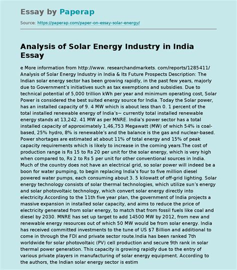 😍 Solar Energy Essay Essay On Solar Energy 899 Words 2022 10 21