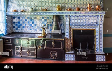 Blue Tiled Kitchen In The House Of Claude Monet Painter And Founder Of