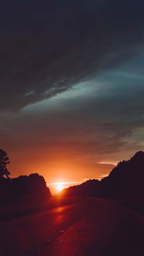 2160x3840 Highway Sunset 5k Sony Xperia X,XZ,Z5 Premium ,HD 4k Wallpapers,Images,Backgrounds ...