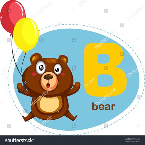 Cartoons Alphabet Letter B Bear เวกเตอร์สต็อก ปลอดค่าลิขสิทธิ์