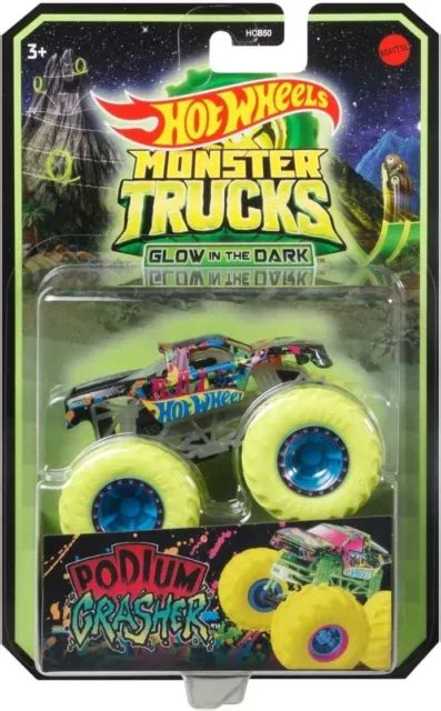 Hot Wheels Monster Trucks Glow In The Dark Podium Crasher Mattel