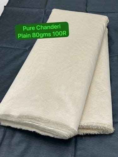 Fabric Pure Silk Chanderi Plain 80gms Plain Solids Off White At Rs