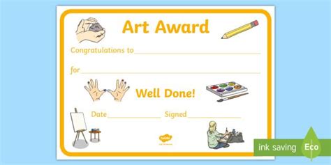 Free Art Award Certificate Template Primary Classes For 11 Art