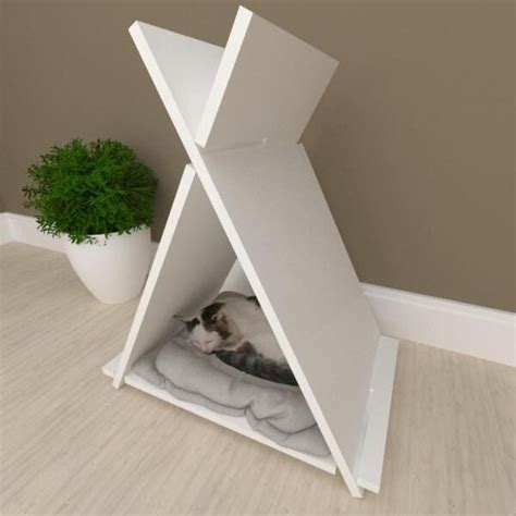 Casinha Caminha Para Gato Barraquinha Oca Mdf Branco MadeiraMadeira