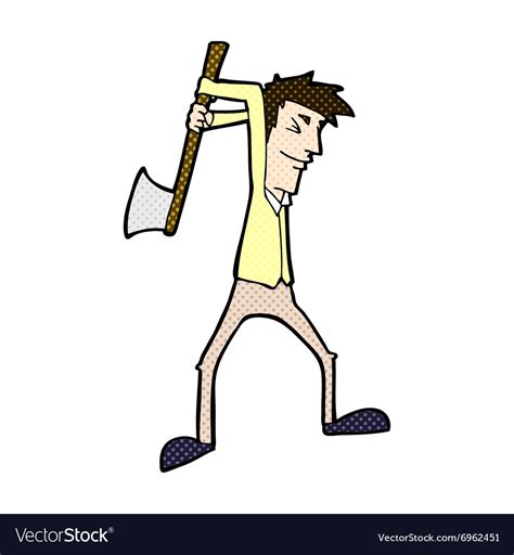 Comic Cartoon Man Swinging Axe Royalty Free Vector Image