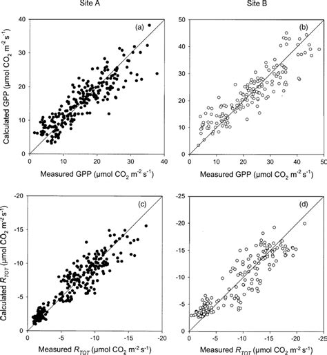 Relationship Between Measured And Calculated Gross Primary Production