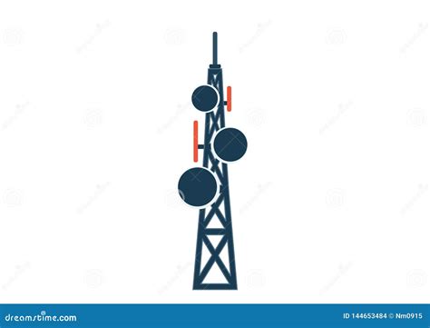 Telecommunication Tower With Antennas Isolated Image Stock Vector