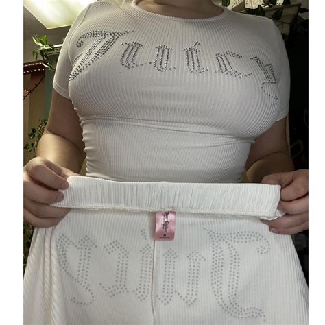 Juicy Couture White NWT Ribbed Bling Top Short Depop