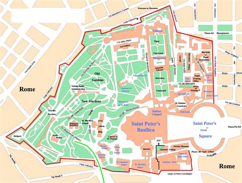 Detailed political map of Vatican city with buildings | Vatican ...