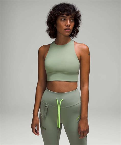 Lululemon Energy High Neck Longline Tough Bra Medium Support B D Cups Laurel Green Lulu