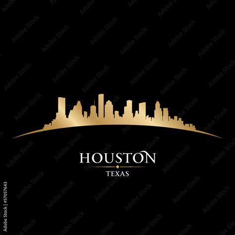 Houston Texas city skyline silhouette black background Stock Vector ...