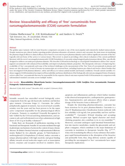 Pdf Review Bioavailability And Efficacy Of Free Curcuminoids From