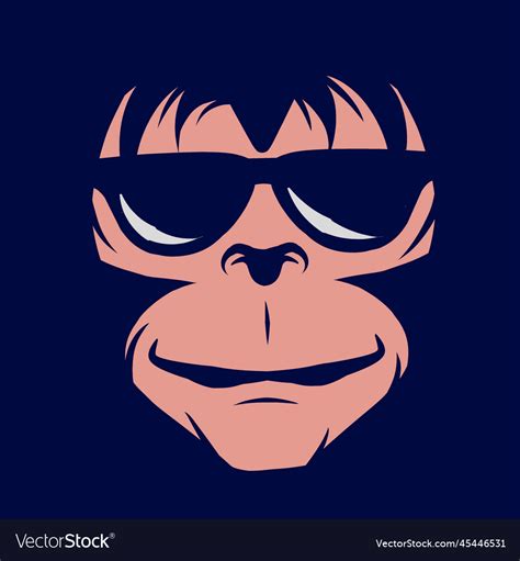 Funny funky monkey line pop art logo colorful Vector Image