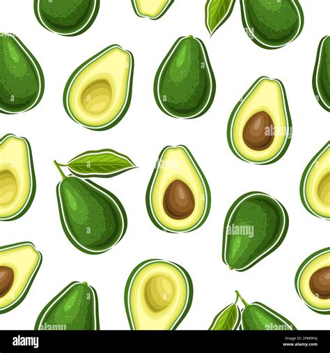 Vector Avocado Seamless Pattern Decorative Repeating Background With