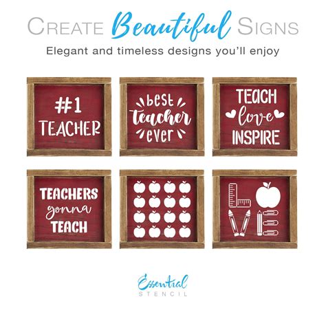 Reusable Best Teacher Ever Stencils 6 Pack Essential Stencil