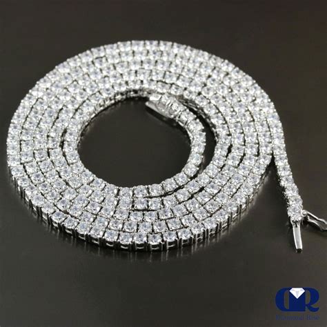 Men's 5 mm 26.50 Carat Diamond Tennis Chain Necklace 14K White Gold 24"