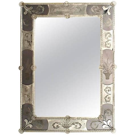 Italian Venetian 1930s Murano Rectangular Dark Glass Mirror For Sale At 1stdibs