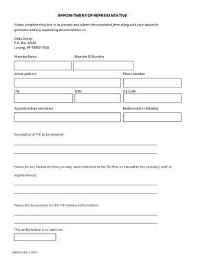 Fillable Online Appointment Of Appeal Representative And Authorization