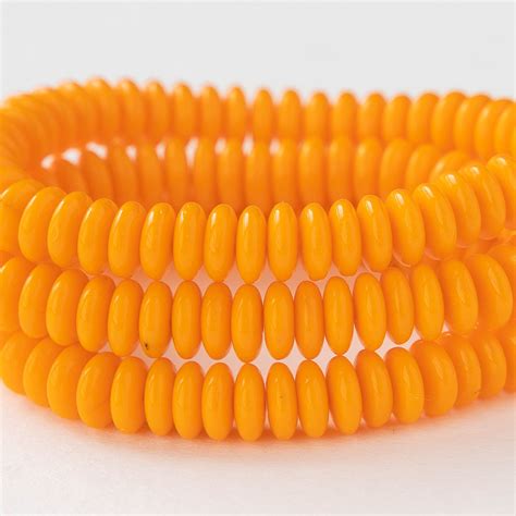 6mm Glass Rondelle Opaque Lt Orange 50 Beads Funkyprettybeads