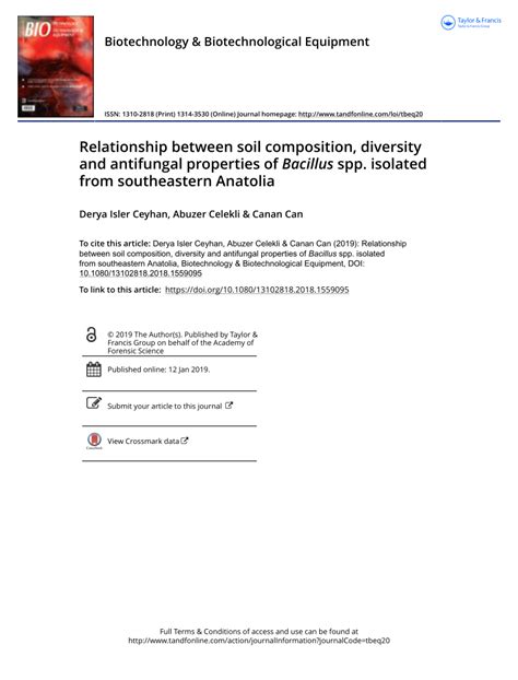 Pdf Relationship Between Soil Composition Diversity And Antifungal