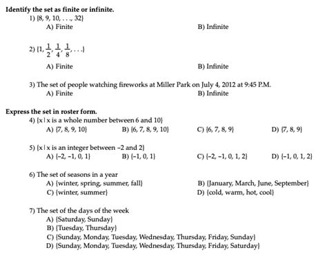 Solved Identify The Set As Finite Or Infinite 1 8 9 10