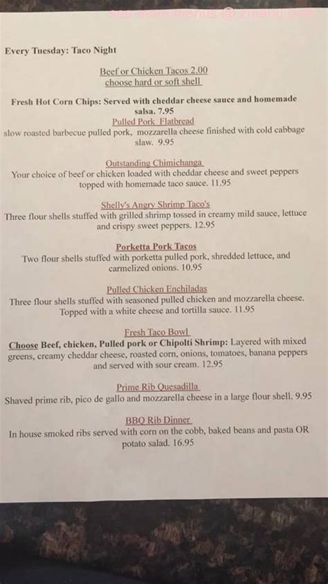 Menu At The Grill At The Highlands Pub Bar Archbald Highland Blvd S