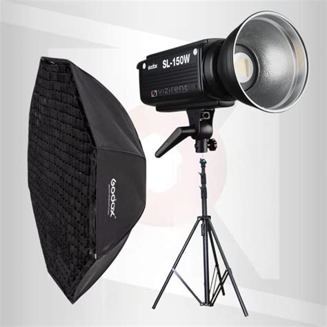 Single Godox SL 150W LED Video Light Softbox Octabox Vizirent