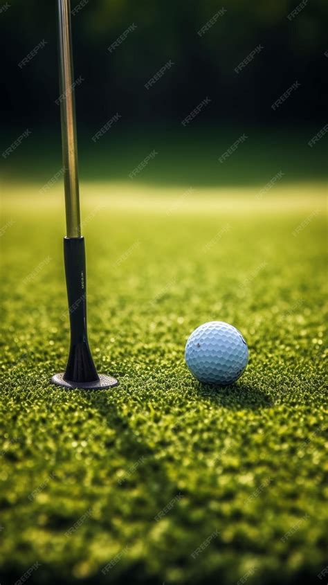 Premium Ai Image A Close Up Of A Golf Ball On A Green Putting Hole Generative Ai