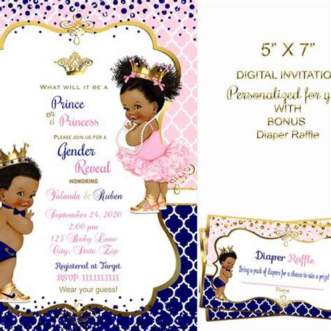 Prince Or Princess Gender Reveal Invitation Royal Blue Light Etsy