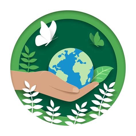 Paper Cut Art Planet In Your Hands Save Earth Environment Concept