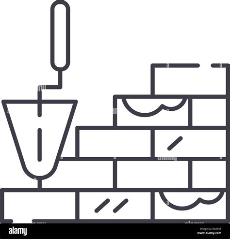 Brick Laying Line Icon Concept Brick Laying Vector Linear Illustration