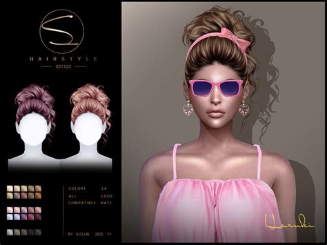 The Sims Resource Curly Updo Hairstyle 021122haruki By S Club