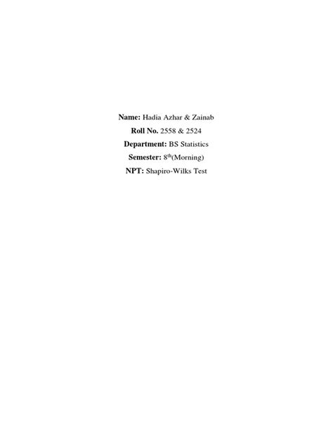 Shapiro Wilks Test | PDF | Evaluation Methods | Inference