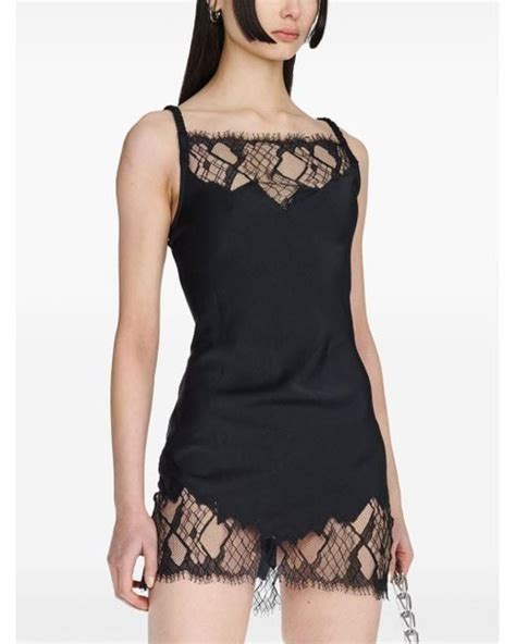 Dion Lee Lace Detailing Mini Dress In Black Lyst