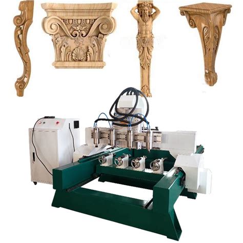 Wood Chair Leg Industry Multi Heads Cnc Rotary Router Axis Engraver