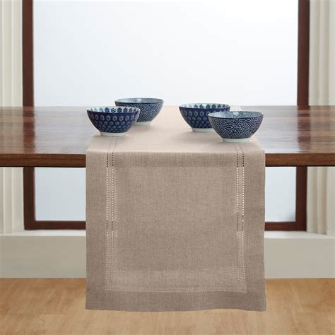 Solino Home Double Hemstitch 100 Pure Linen Rectangle Dining Table