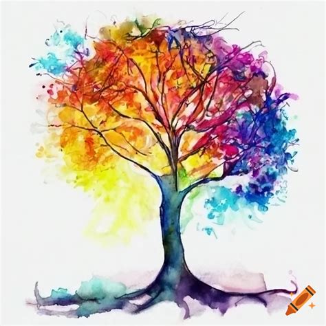 Colorful Watercolor Tree Of Life Art On Craiyon