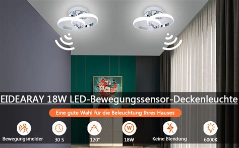 EIDEARAY LED Ceiling Light With Motion Sensor Indoor 18 W Cool White