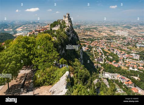 View Of Guaita Fortress Tower Aka Rocca Torre Guaita And Parts Of San