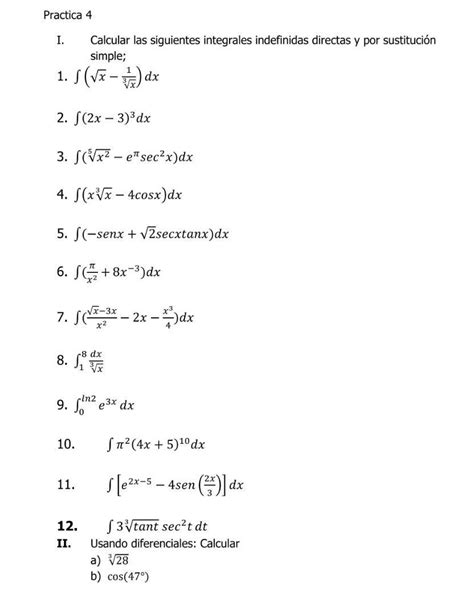 Integrales indefinidas directas y por sustitución simple Brainly lat